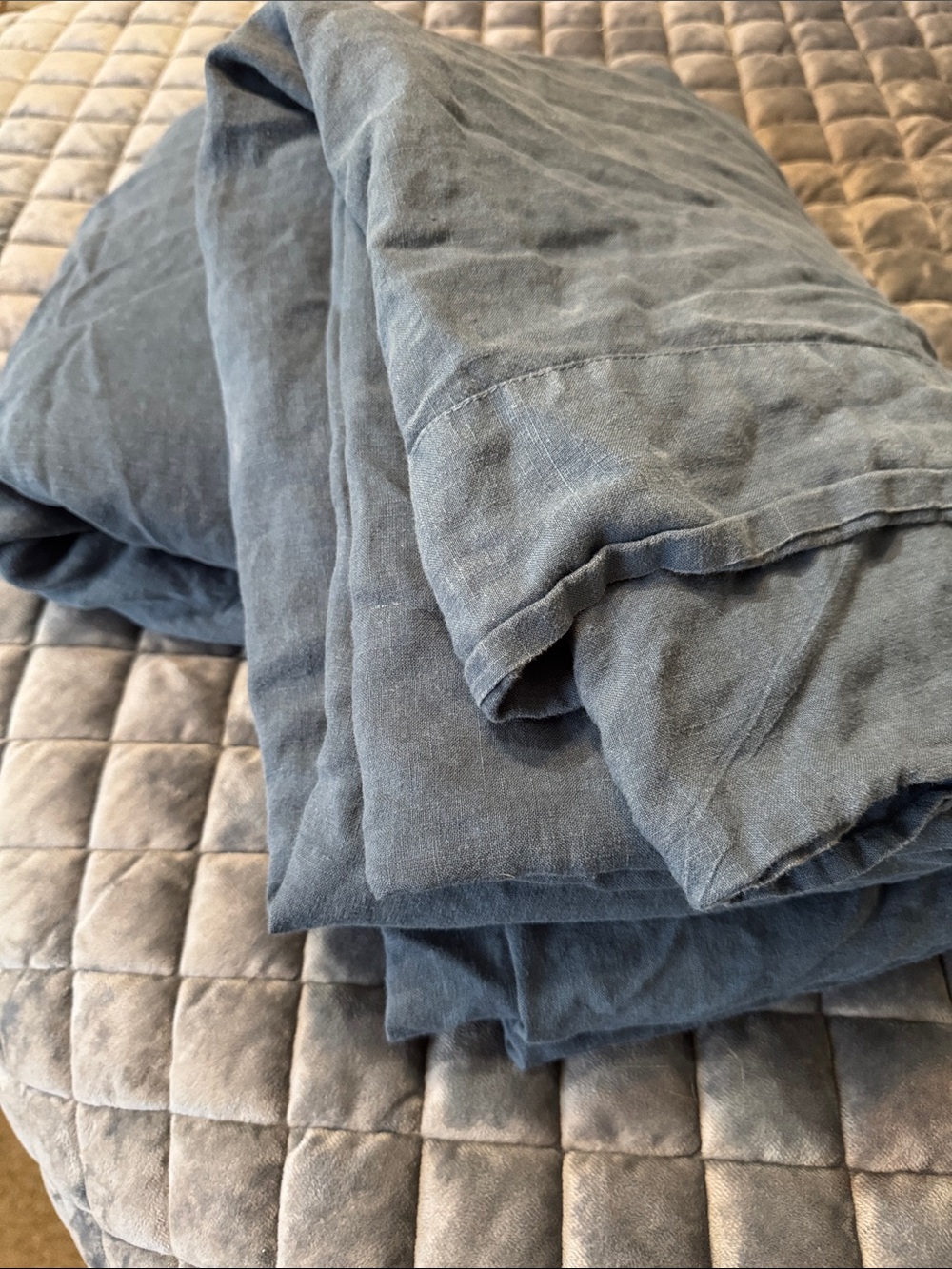 Bella Notte twin Washed  Blue Linen sheet set  - dark Slate Blue only sheets!